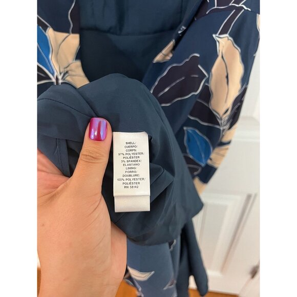 Maggy London Women's Leaf Print Midi Dress Flutter Sleeves Size 4 NWT - Picture 5 of 7